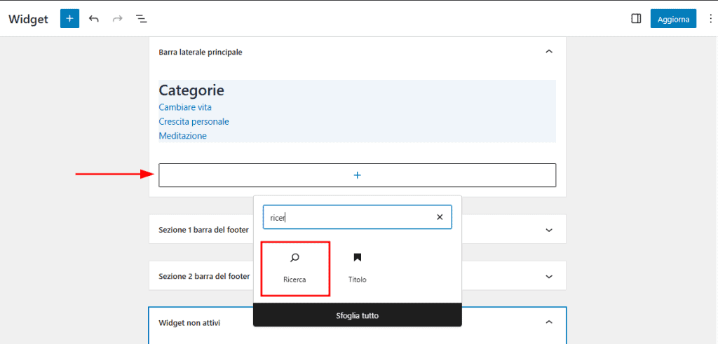 Aggiungi Widget Ricerca WordPress