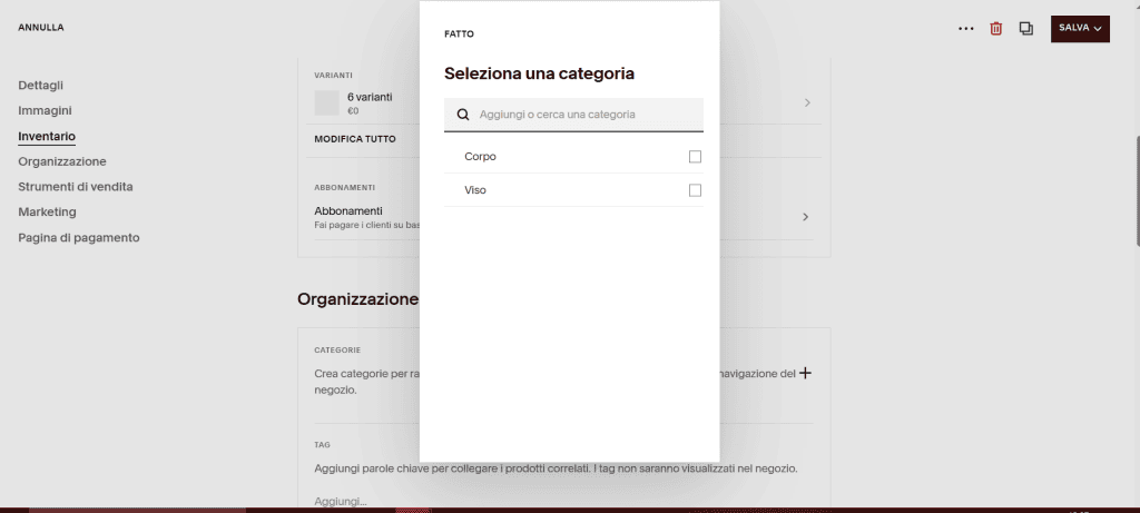 Categorie Ecommerce Squarespace