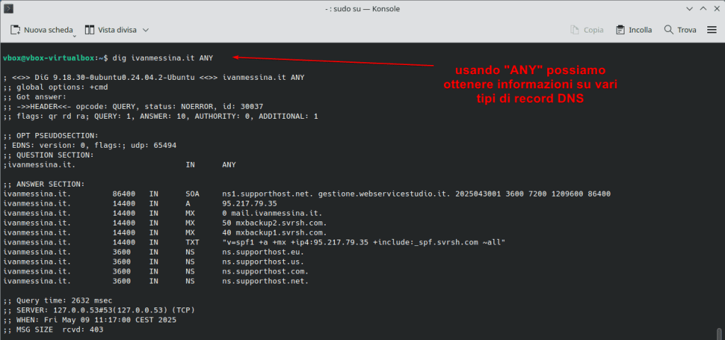 Comando Dig Any Record Dns