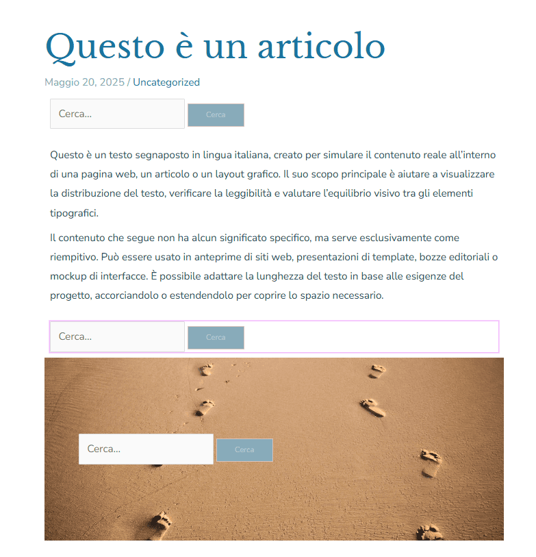 Elementi Ricerca Wp Elementor Articolo