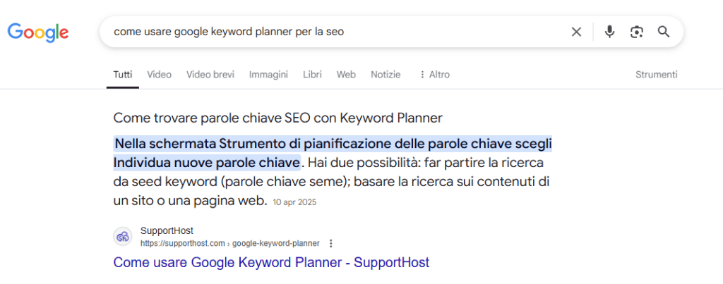 Featured Snippet Supporthost
