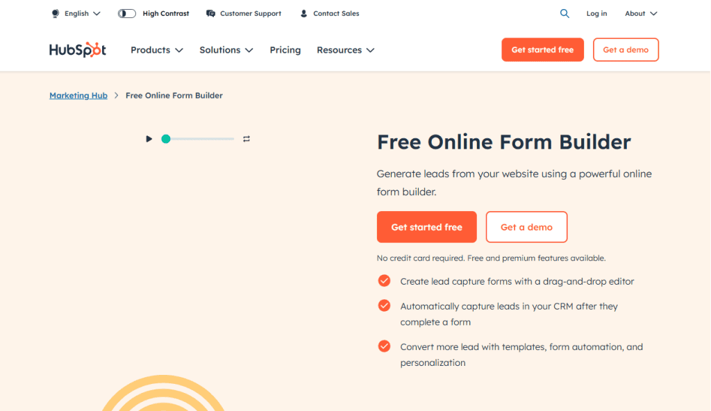 Free Online Form Builder Hubspot