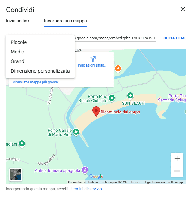 Google Maps Dimensione Mappa