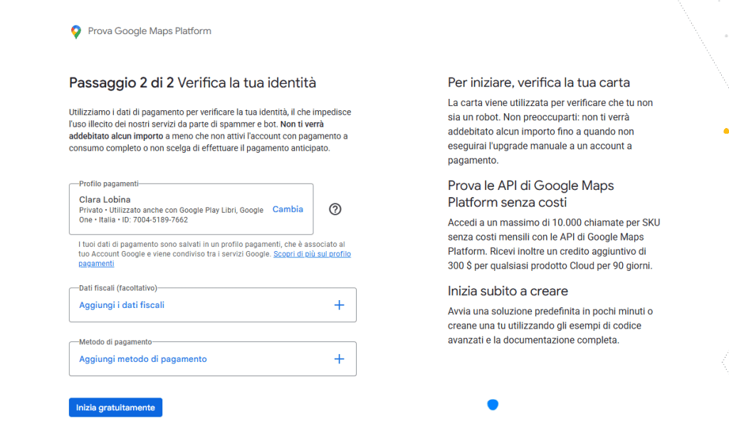 Google Maps Platform Verifica Identita
