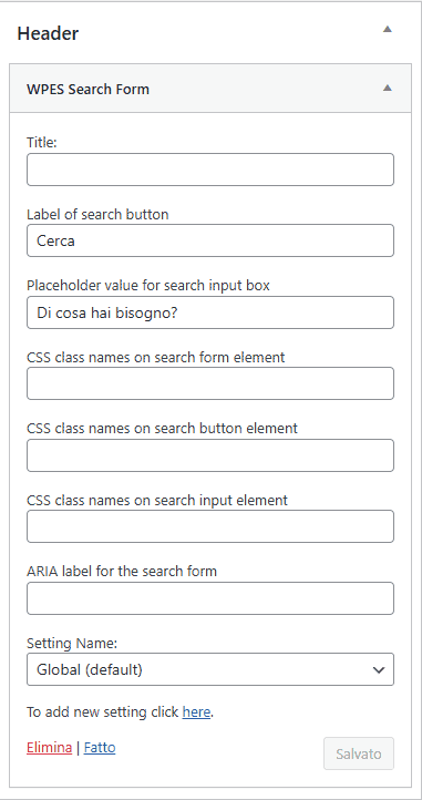 Header Widget Wpes Search Form