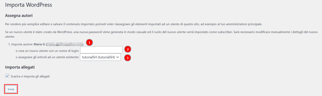 Importazione Squarespace WordPress Assegna Autori