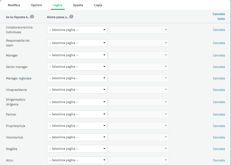Impostazioni Domanda Logica Surveymonkey
