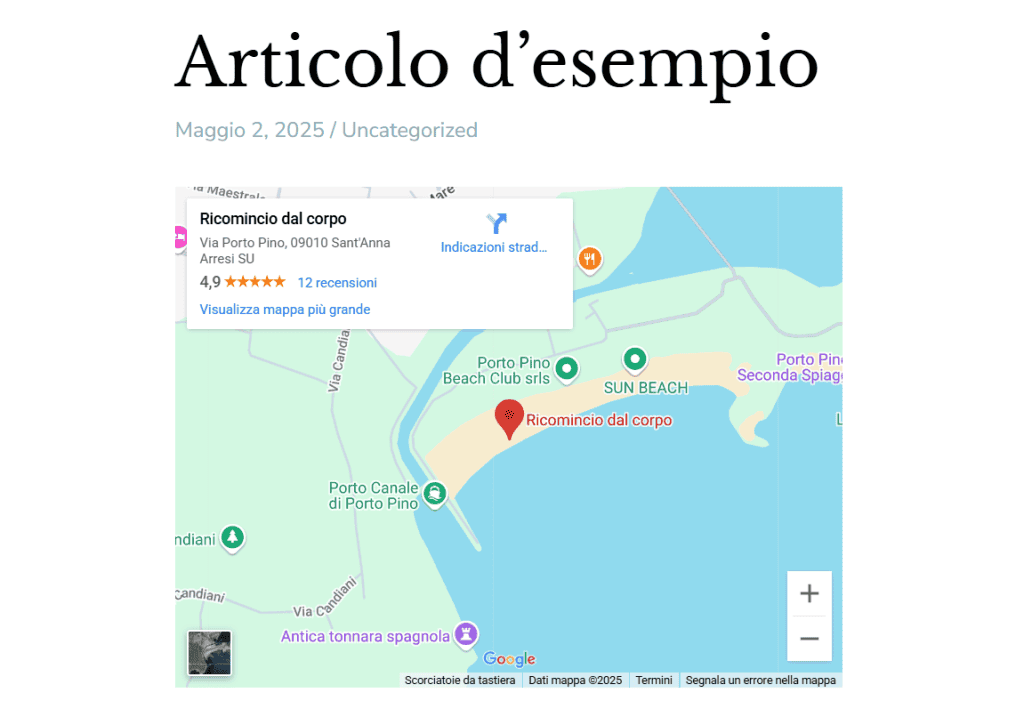 Inserire Google Maps WordPress
