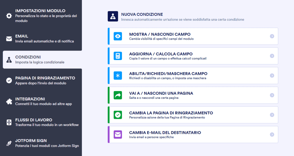 Logica Condizionale Jotform