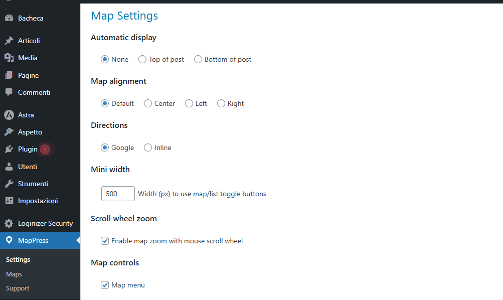 Map Settings Mappress Map