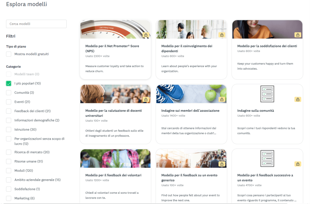 Modelli Surveymonkey