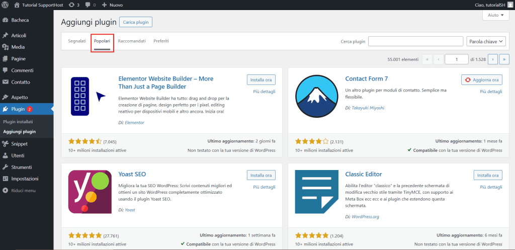 Plugin Popolari WordPress Bacheca