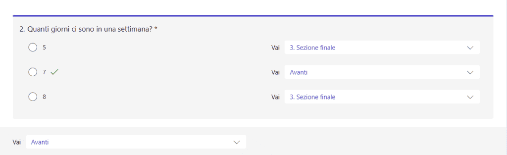 Quiz Condizioni Logica Salto Microsoft Forms