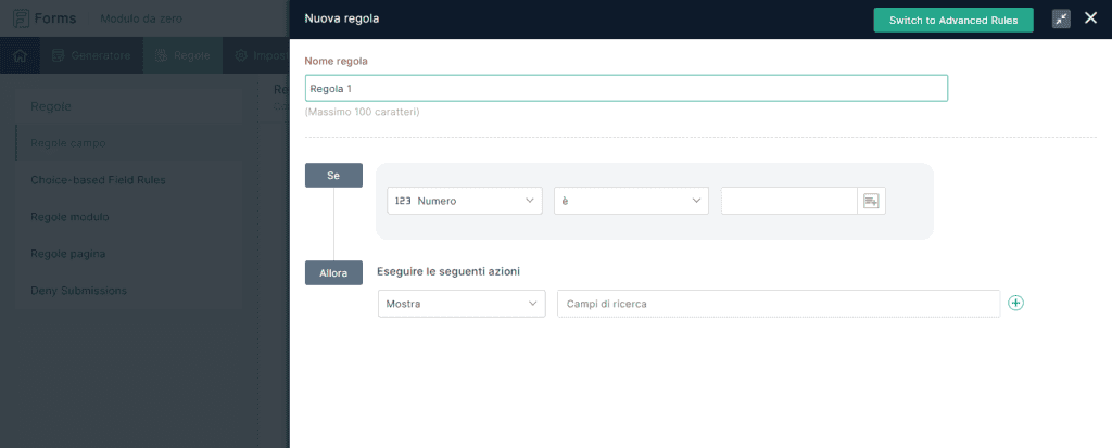 Regole Condizionali Zoho Forms