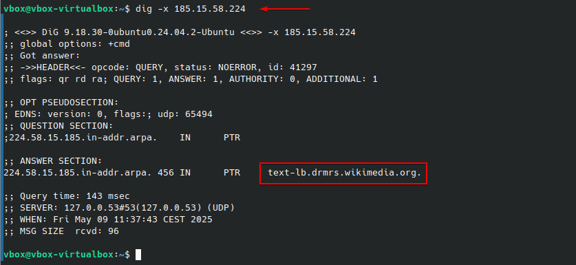 Reverse Lookup Dns Comando Dig