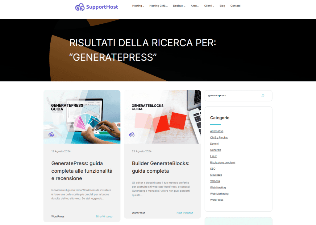 Risultati Ricerca WordPress Supporthost