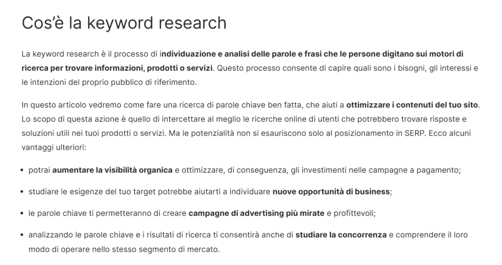 Seo On Page Elenchi Grassetti