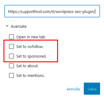 Seo On Page Tag Nofollow Sponsored