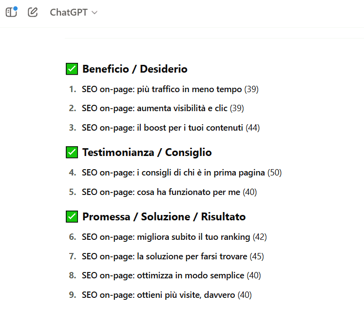 Seo On Page Titolo Brainstorming Chatgpt
