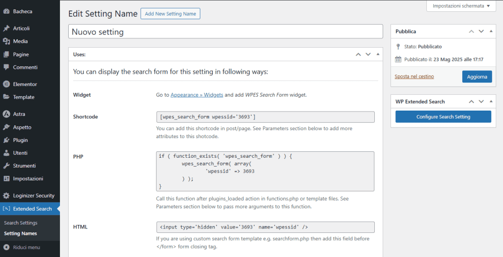 Setting Names Wp Extended Search