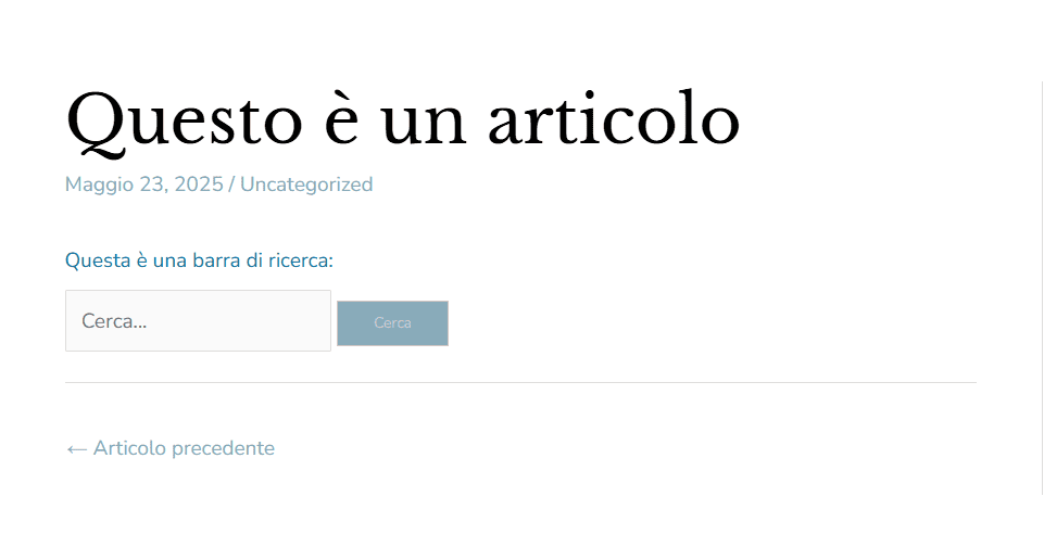 Shortcode Ricerca WordPress