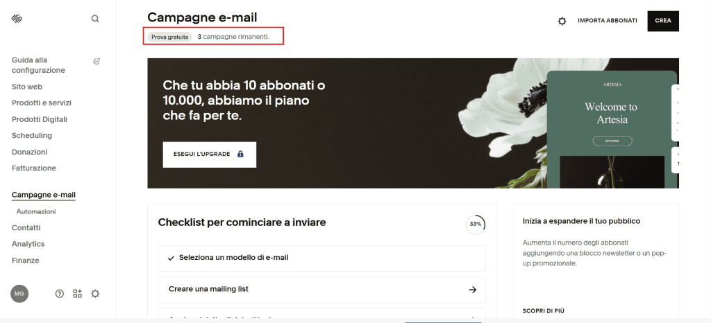 Squarespace Campagne Email