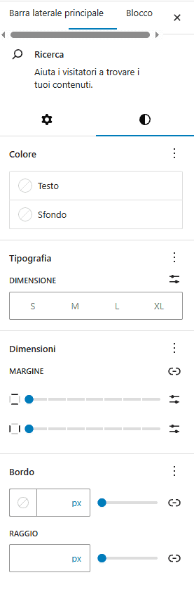 Stili Widget Ricerca WordPress