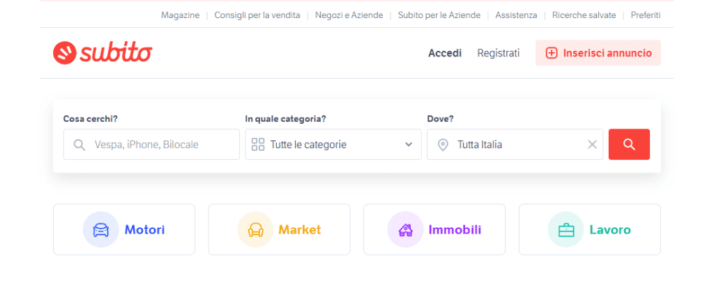 Subito Barra Ricerca