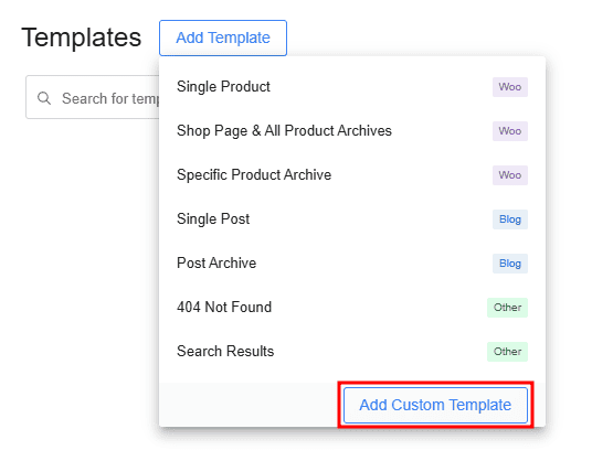 Add Custom Template Breakdance Builder
