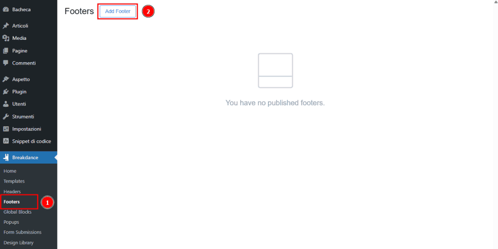 Add Footer Breakdance