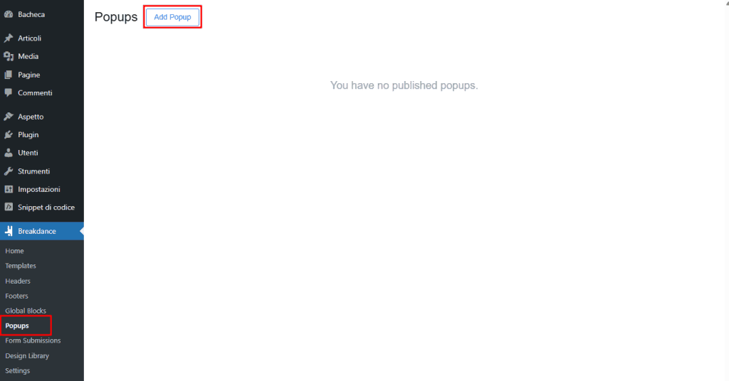 Add Popup Breakdance Builder