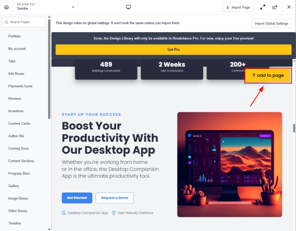 Add To Page Heros Ui Kit Breakdance