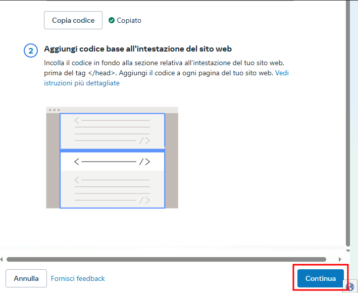 Aggiungi Codice Base Pixel Facebook WordPress