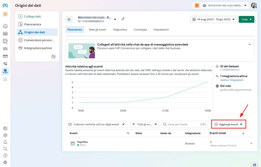 Aggiungi Eventi Pixel Facebook WordPress