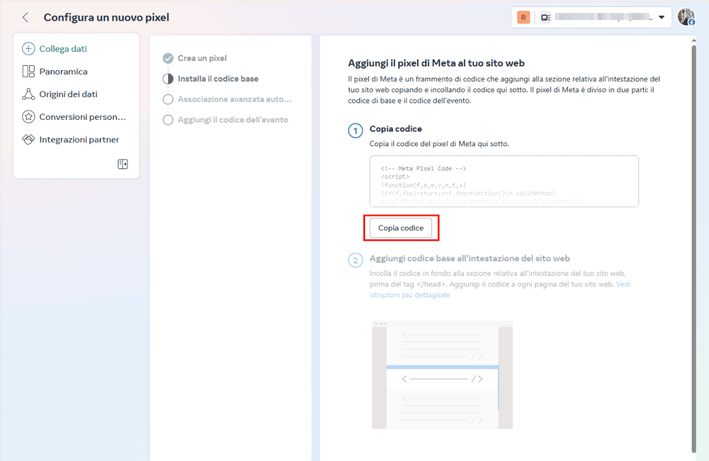 Aggiungi Pixel Meta WordPress Manualmente