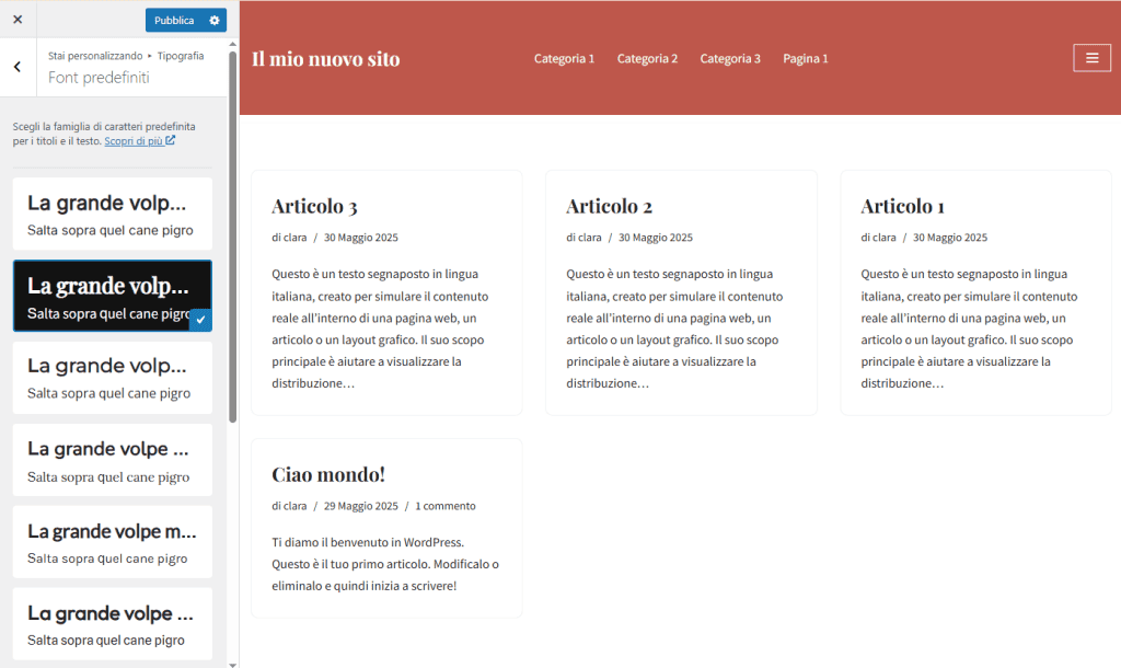 Anteprima Font Predefiniti Tipografia Neve