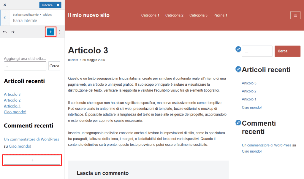 Barra Laterale Widget Neve