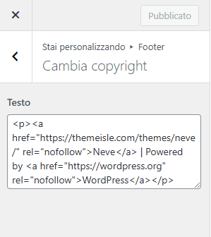Cambia Copyright Builder Footer Neve