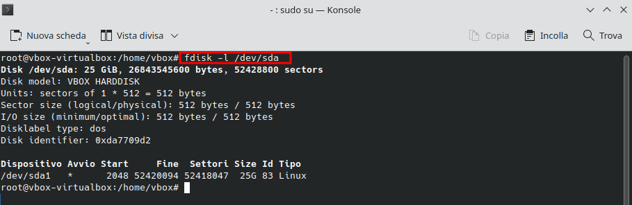 Comando Fdisk Visualizza Partizioni Disco