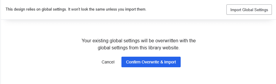 Confirm Import Global Settings Breakdance