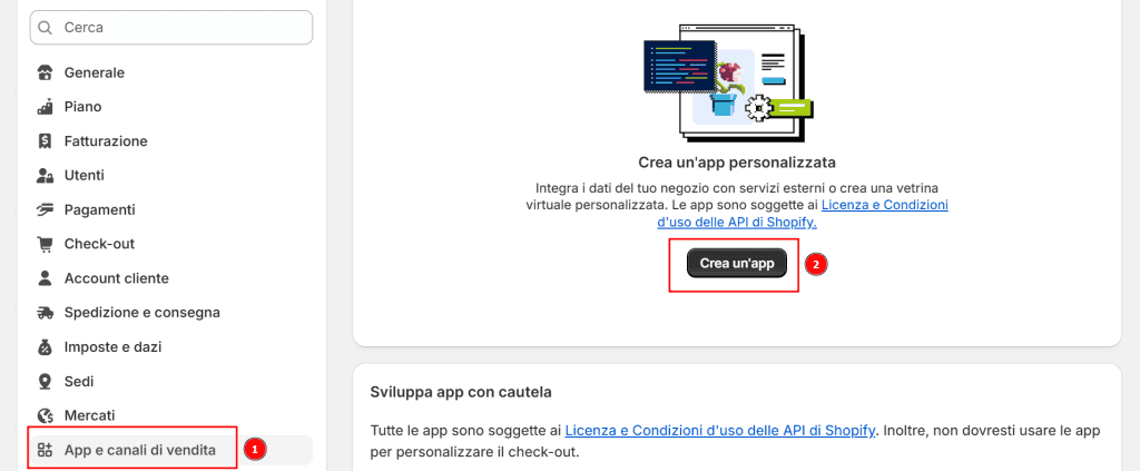 Creare App Shopify