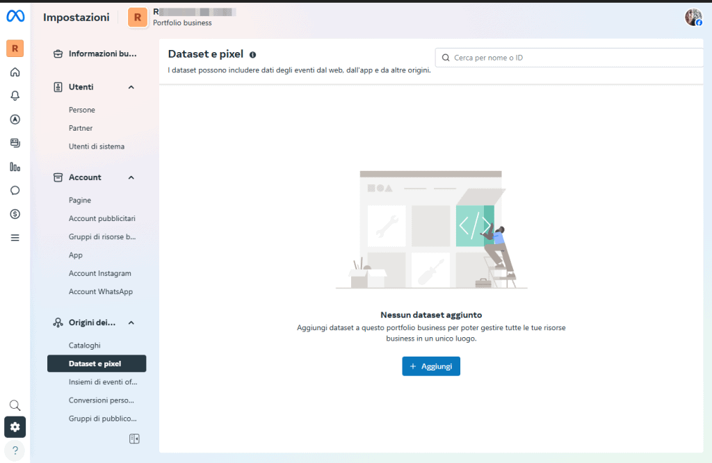 Dataset Pixel Meta Business Manager