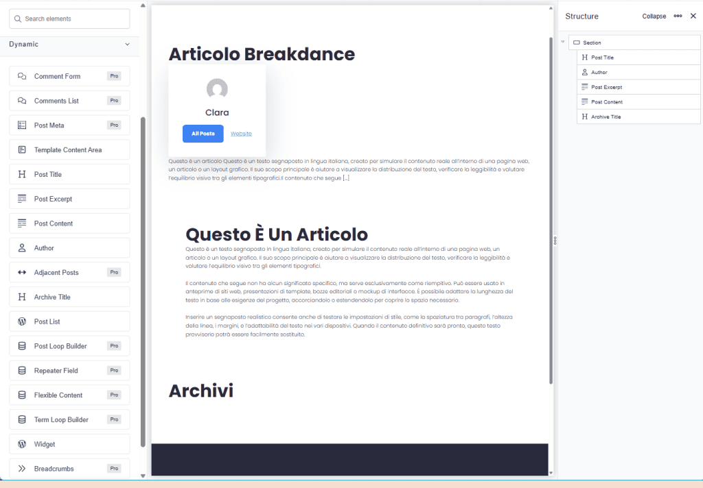 Dynamic Elements Editor Breakdance