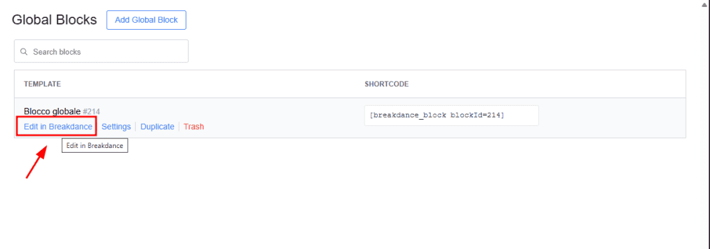 Edit Blocco Globale Breakdance Plugin