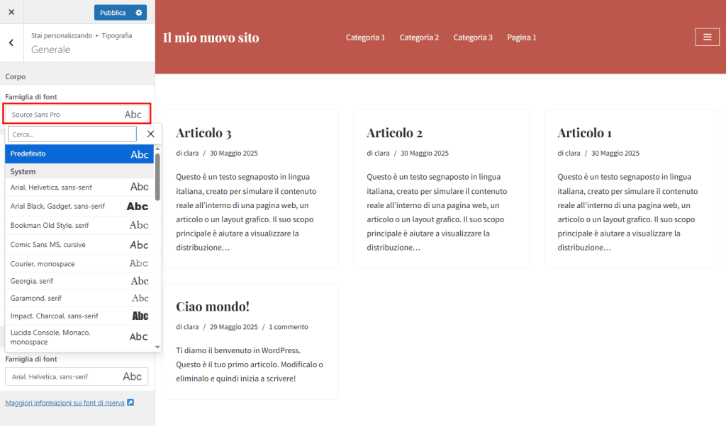 Famiglia Font Generale Tipografia Neve