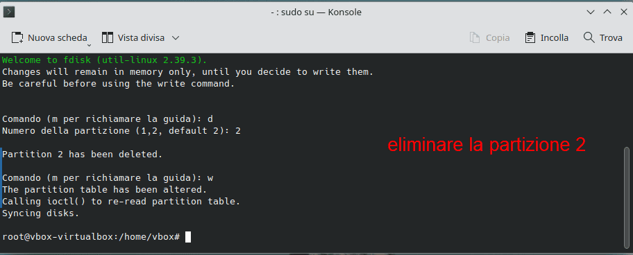 Fdisk Elimina Partizione 2
