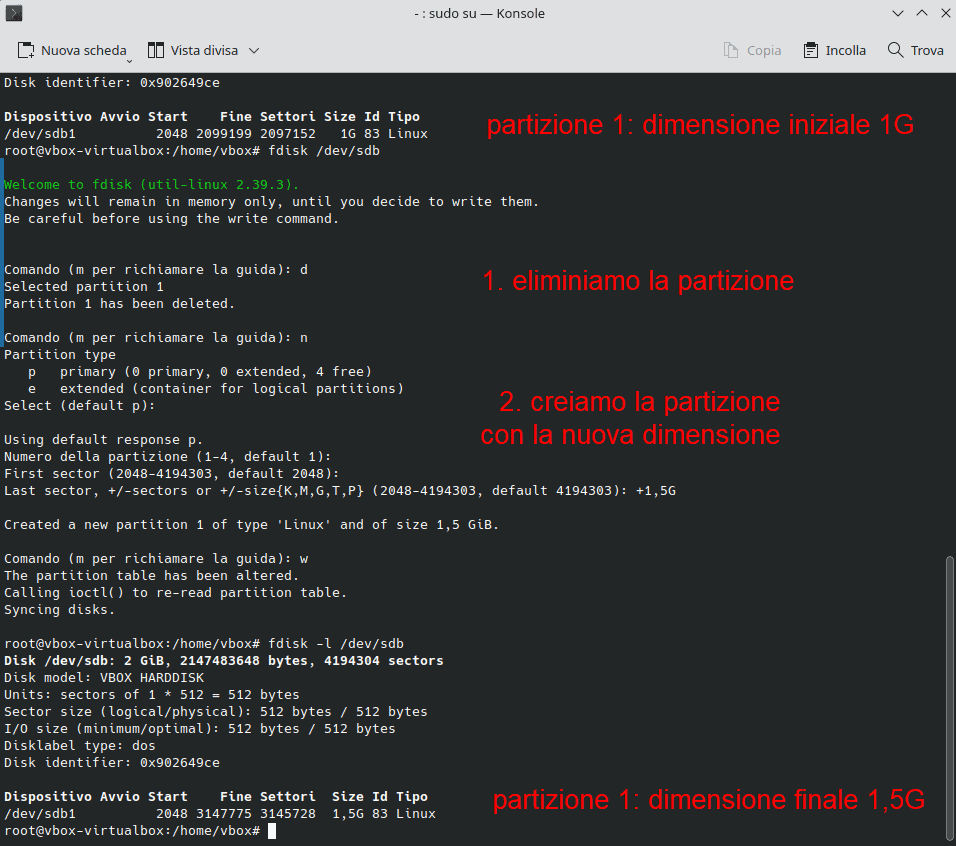 Fdisk Ridimensionare Partizione