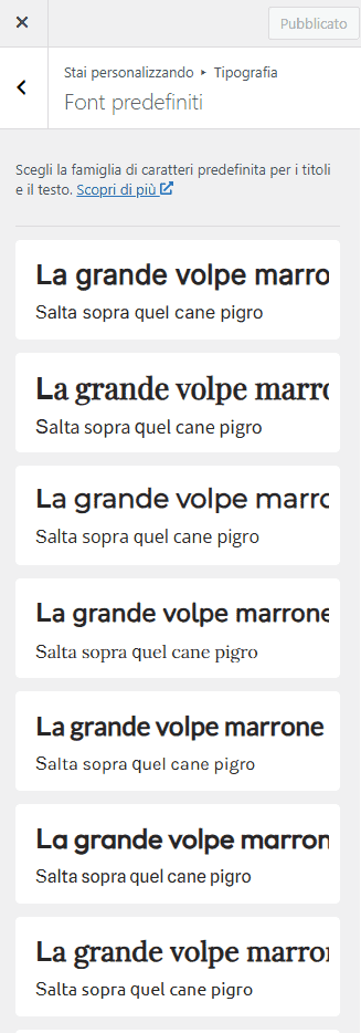 Font Predefiniti Tipografia Neve