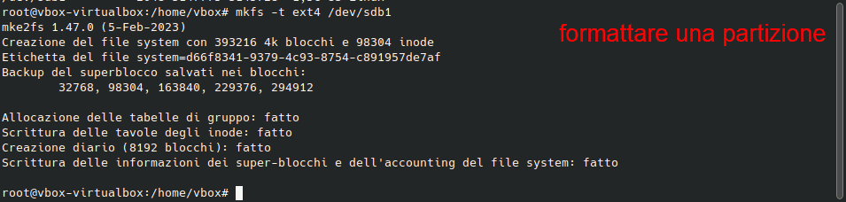 Formattare Partizione Linux