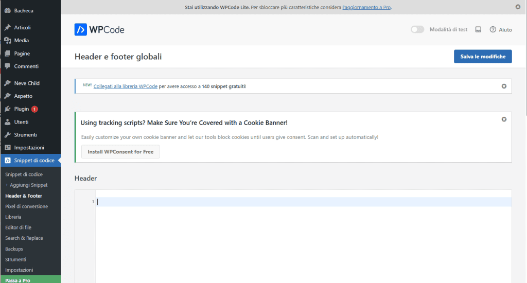 Header Footer Globali Wpcode